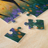 Bunte Wiesenelk mit Blumen Kunst Puzzle (Seite)