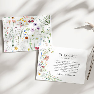 Bunte Wiesenhochzeit-Dankeskarten mit Wildblumen Dankeskarte