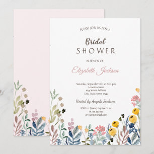 Bunte Wiesenhochzeit mit Wildblumen-Brautparty Einladung