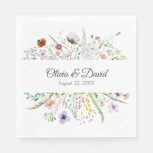 Bunte Wiesenhochzeit-Napkins mit Wildblumen Serviette