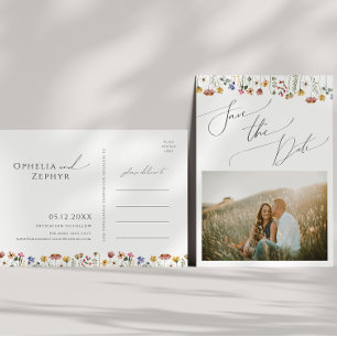 Bunte Wildblume   Foto Save The Date Postkarte