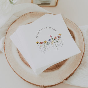 Bunte Wildblume Geburtstagsparty Serviette