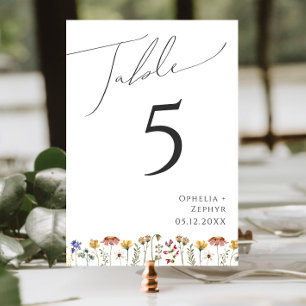 Bunte Wildblume Tischnummer
