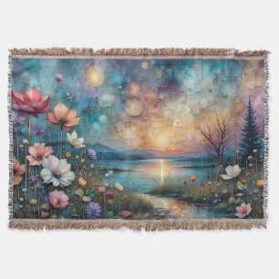Bunte Wildblumen am Wasser Decke