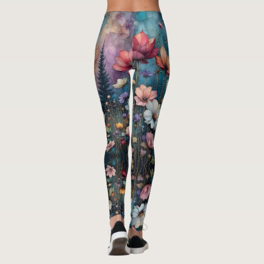 Bunte Wildblumen am Wasser  Leggings (Rückseite)