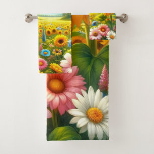Bunte Wildblumen Badhandtuch Set