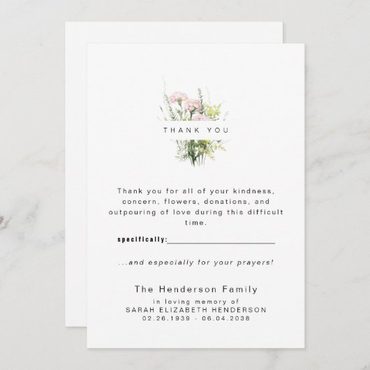 Bunte Wildblumen Beerdigung Danke (Vorne/Hinten)