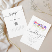 Bunte Wildblumen Boho Hochzeit QR-Code Einladung