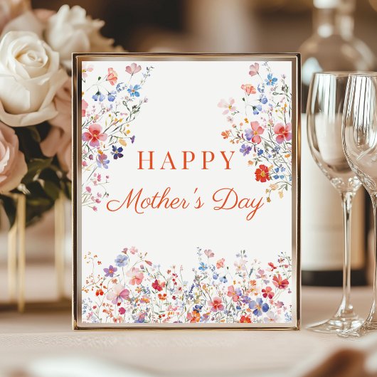 Bunte Wildblumen Frohen Muttertag Tischschild Poster