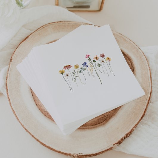 Bunte Wildblumen Geburtstagsparty Serviette