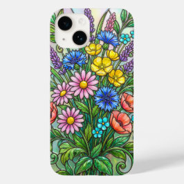 Bunte Wildblumen-Glasfenster-Handyhülle Case-Mate iPhone 14 Hülle
