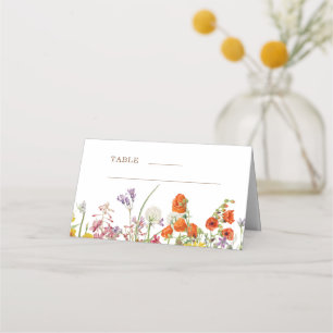Bunte Wildblumen Hochzeit Platzkarte