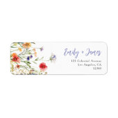 Bunte Wildblumen-Hochzeit-Rücksende-Adressetikett (Vorne)