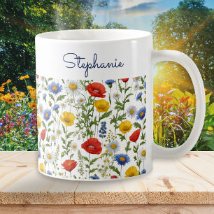 Bunte Wildblumen Hübsche Blumen Personalisiert Kaffeetasse