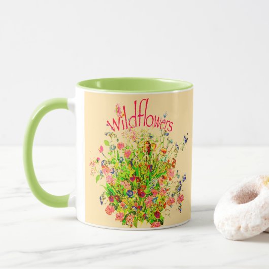 Bunte Wildblumen-Hübsche Tasse (Mit Donut)