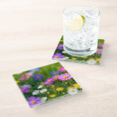 Bunte Wildblumen im Feld-17260 Glasuntersetzer (Schrägansicht)