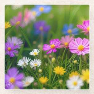 Bunte Wildblumen im Feld-17260 Glasuntersetzer