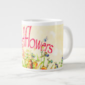 Bunte Wildblumen Text Jumbo-Tasse (Vorderseite Rechts)