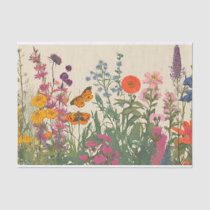Bunte Wildblumen und Schmetterlinge  Seidenpapier