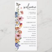 Bunte Wildblumenhochzeit Programm (Vorderseite)