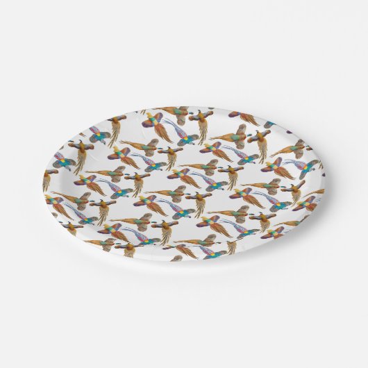 Bunte wilde Fasan-Vogel-PapierTeller Pappteller (Schrägansicht)