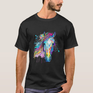 Bunte Wilde Pferdemähne Gesicht Kopf T-Shirt