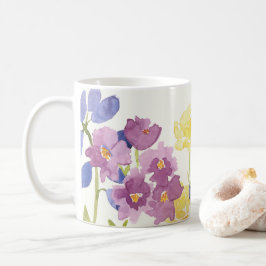 Bunte wilde schottische Blumen-Wasserfarbe-Tasse Kaffeetasse
