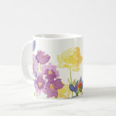 Bunte wilde schottische Blumen-Wasserfarbe-Tasse Kaffeetasse (Vorderseite Links)