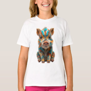 Bunte Wildschweine Ferkel Kinder T-Shirt
