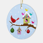 Bunte Winter-Vogel-runde Verzierung Keramik Ornament (Links)
