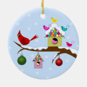 Bunte Winter-Vogel-runde Verzierung Keramik Ornament (Hinten)
