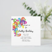 Bunte Wirbel Geburtstagsparty Einladung (Stehend Vorderseite)