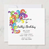 Bunte Wirbel Geburtstagsparty Einladung (Vorderseite)