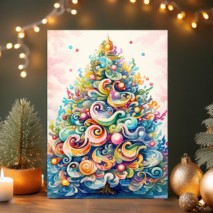 Bunte Wirbel-Weihnachtsbaum Feiertagskarte