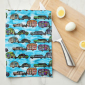 Bunte Wohnwagen mit blauem Küchentuch (Viertel Falte)