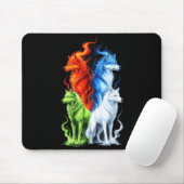 Bunte Wölfe Süßer Wolf Heulend Lustige Wilde Anima Mousepad (Mit Mouse)