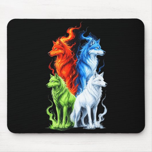 Bunte Wölfe Süßer Wolf Heulend Lustige Wilde Anima Mousepad (Vorne)