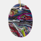 Bunte Wollefasern Keramikornament (Hinten)