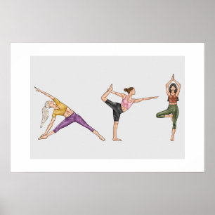 Bunte Workout-Fitness-Yoga-Position-Ausbalancieren Poster