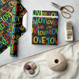 Bunte Worte der Liebe Geschenkpapier