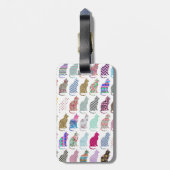 Bunte wunderliche Katzen-Zickzack Zickzack-Muster Gepäckanhänger (Rückseite vertikal)