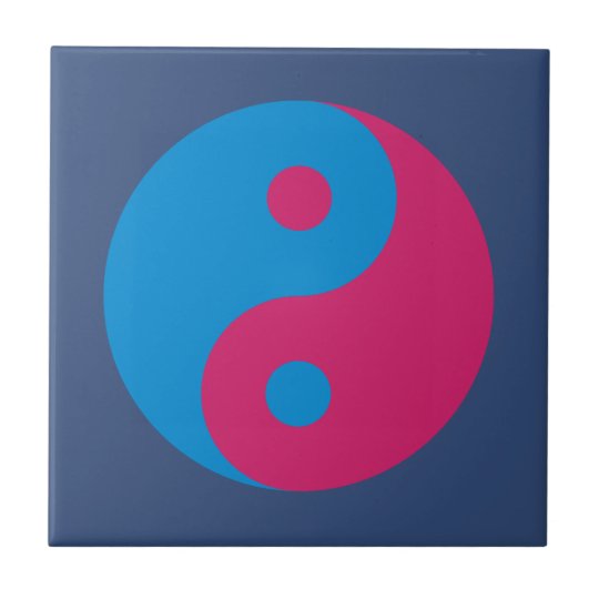 Bunte Yin Yang Harmonie Blau Und Rosa Fliese Zazzle De