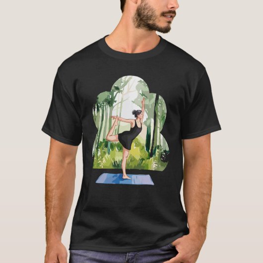 Bunte Yoga-Baum-Pose-Kunst T-Shirt (Vorderseite)