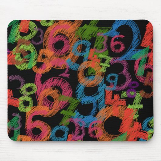 Bunte Zahlen-Mathe-Graffiti Mousepad (Vorne)