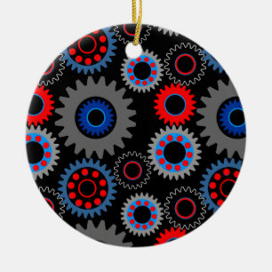 Bunte Zahnräder Keramik Ornament