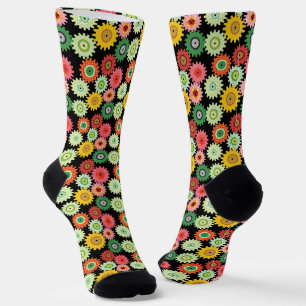 Bunte Zahnräder Socken