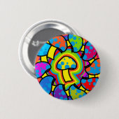 Bunte Zauberpilze Button (Vorne & Hinten)
