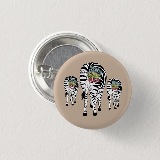 bunte Zebras Button (Vorne & Hinten)