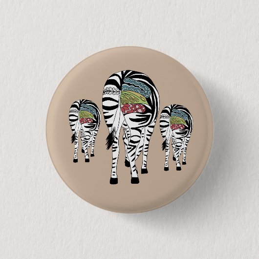 bunte Zebras Button (Vorderseite)