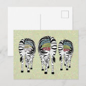 bunte Zebras Postkarte (Vorne/Hinten)